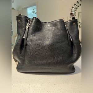 Burberry black leather shoulder bag large